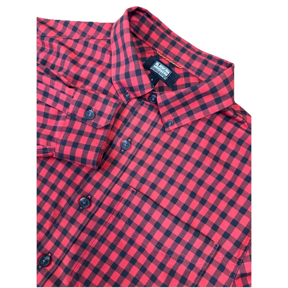 Alaskan Hardgear Duluth Shirt Button Up Long Sleeve Plaid Red Black L